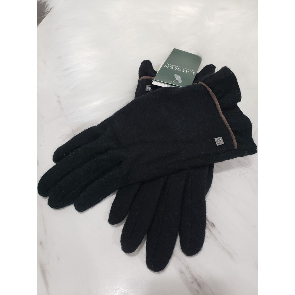 NEW SZ MEDIUM WOOL BLEND TOUCH GLOVES DRIVING ralph lauren black old money prep